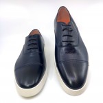 Santoni - Oxford Blue Leather Polished Mens Shoes 